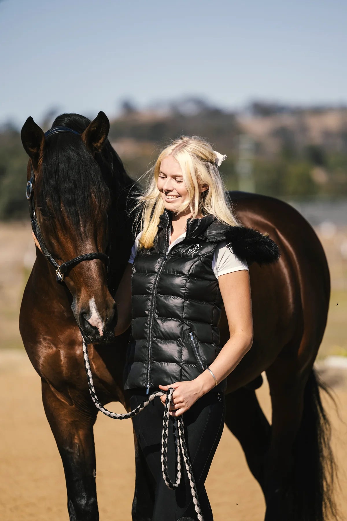 3WAYダウンベスト 耐久撥水加工 ブラック Eloquence Equestrian