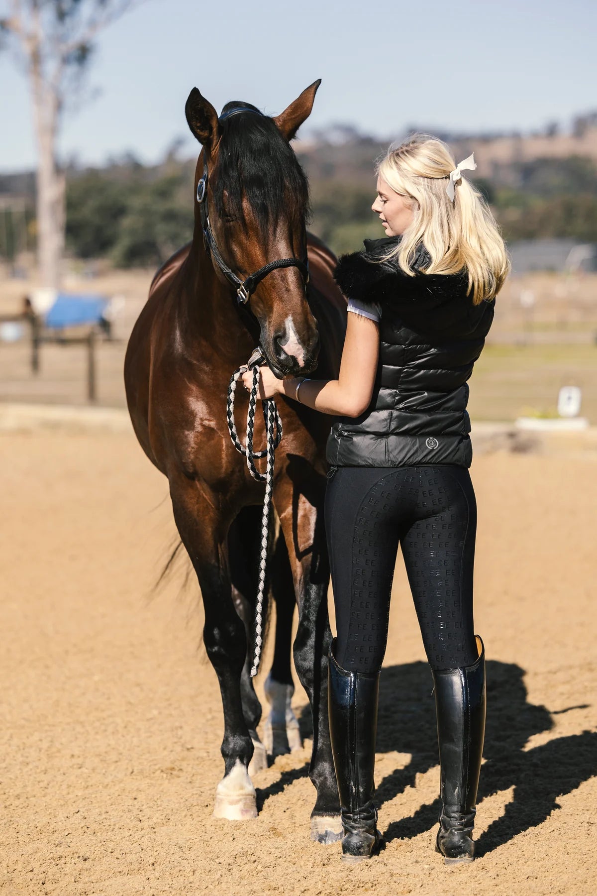 3WAYダウンベスト 耐久撥水加工 ブラック Eloquence Equestrian