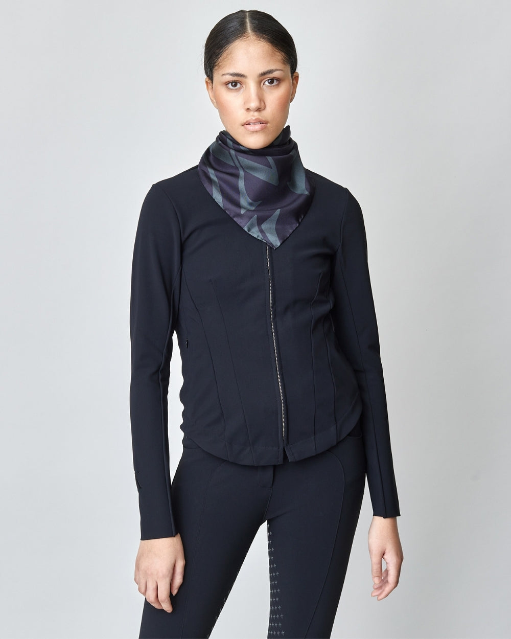 Monogram Silk Scarf 78cm x 78cm Black/Tan Yagya