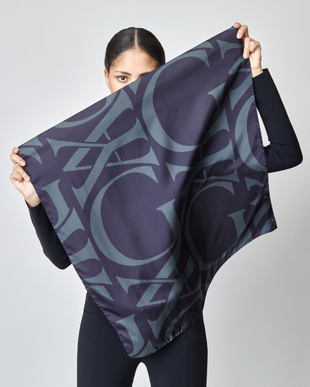 Monogram Silk Scarf 78cm x 78cm Black/Tan Yagya