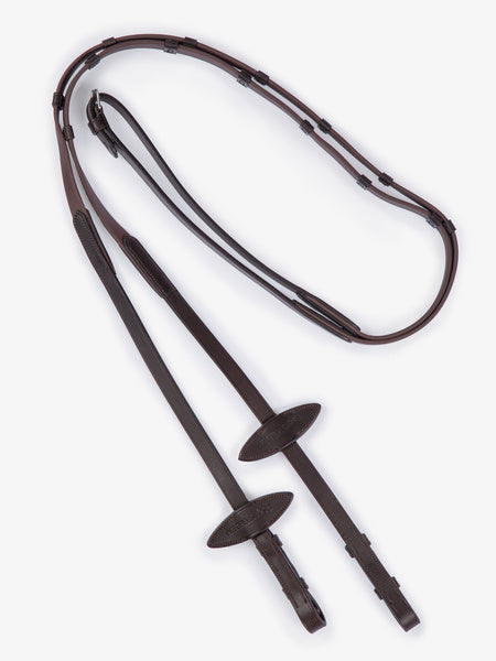 Horse track inner rubber reins Genuine leather Black/brown PS of Sweden