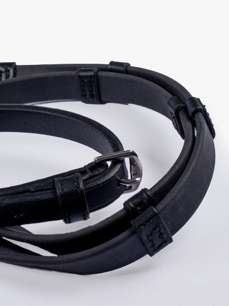 Horse track inner rubber reins Genuine leather Black/brown PS of Sweden
