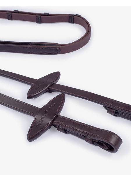 Horse track inner rubber reins Genuine leather Black/brown PS of Sweden