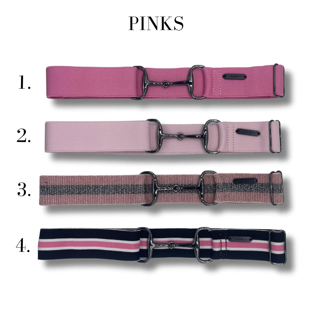 Stretch riding belt with bit motif for women, available in 20 colors, Thames