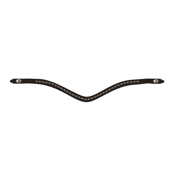 シマリングスワロフスキー額革 Uシェイプ ブラック/ブラウン 本革 PS of Sweden