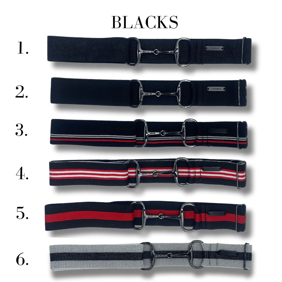 Stretch riding belt with bit motif for women, available in 20 colors, Thames