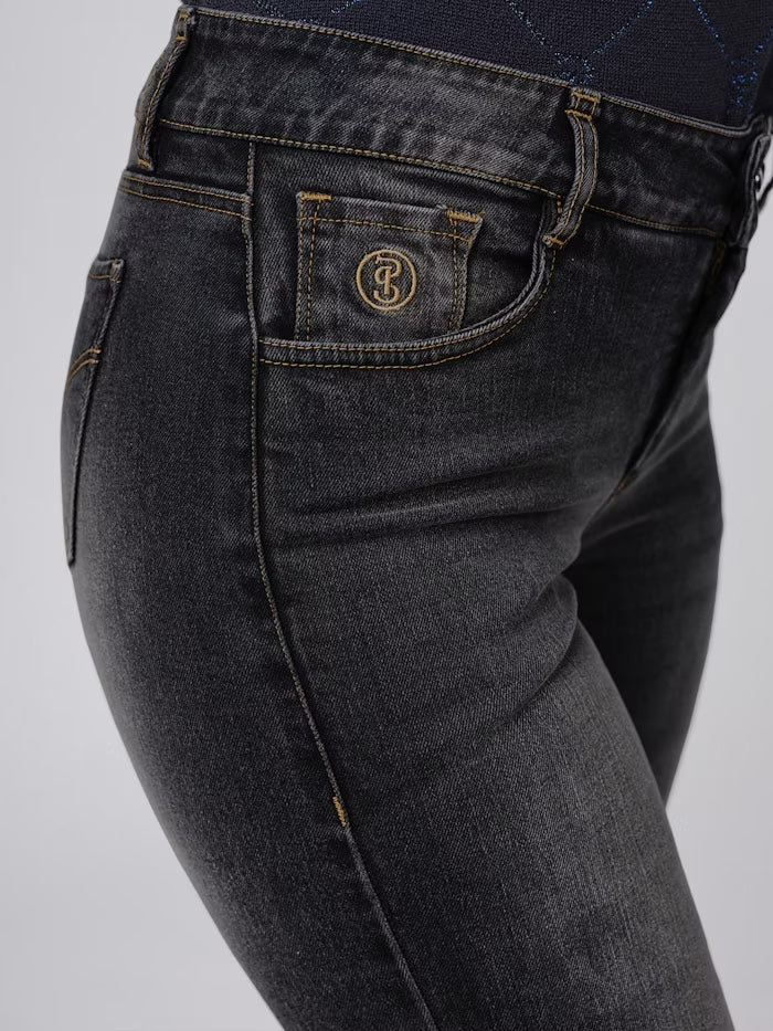 Women's riding culottes in denim, high waist, full grip, blue, Ps of Sweden