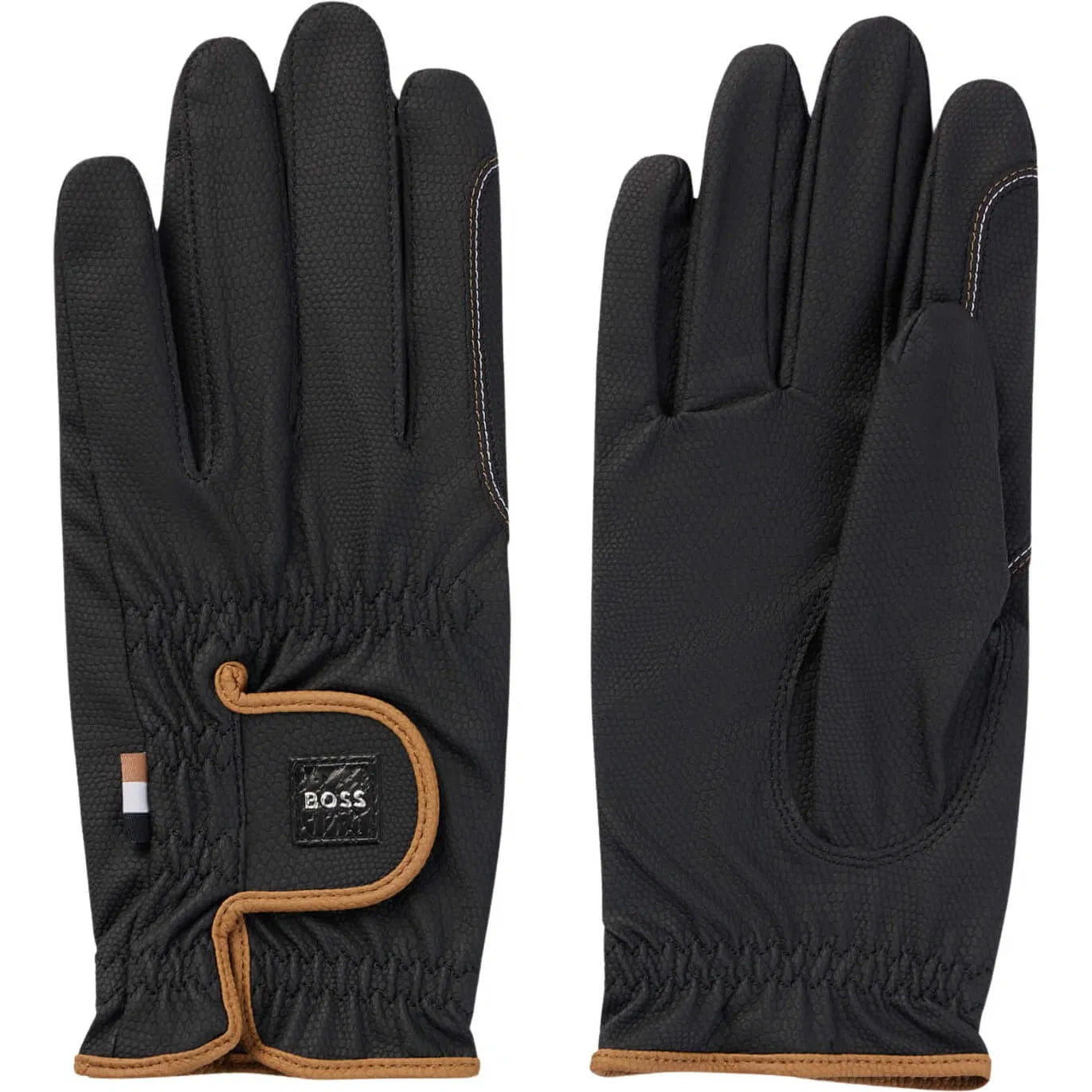 Stretch Leather Gloves Black/Camel Boss