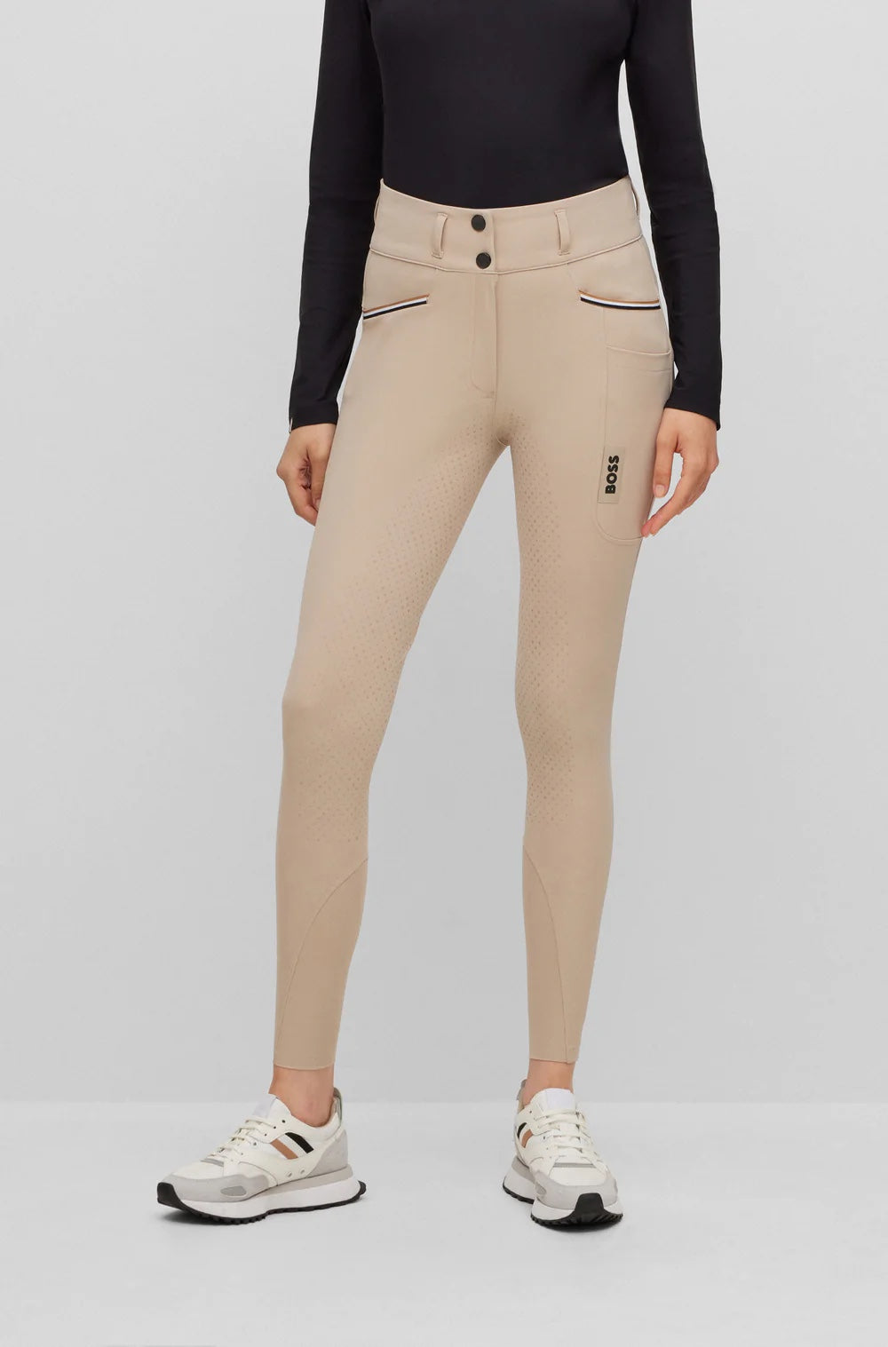 Summer high waist full grip culottes in beige/black with smartphone pocket Hugo Boss