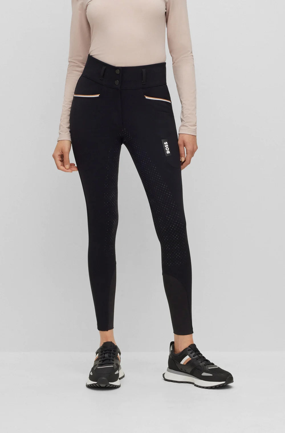 Summer high waist full grip culottes in beige/black with smartphone pocket Hugo Boss