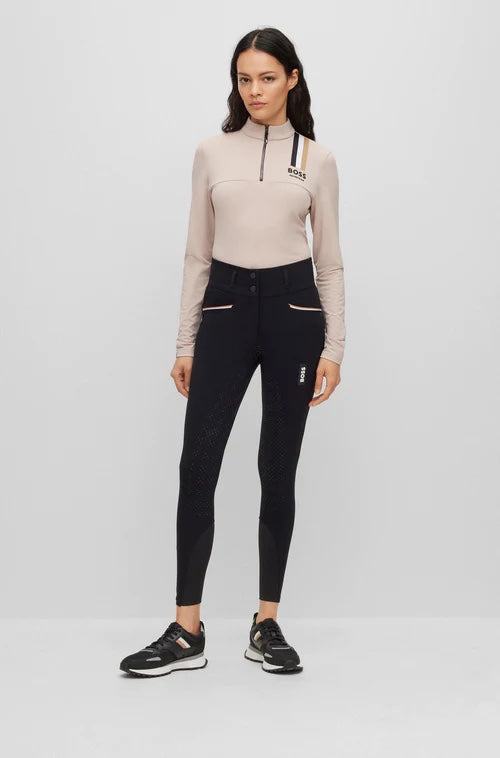 Summer high waist full grip culottes in beige/black with smartphone pocket Hugo Boss