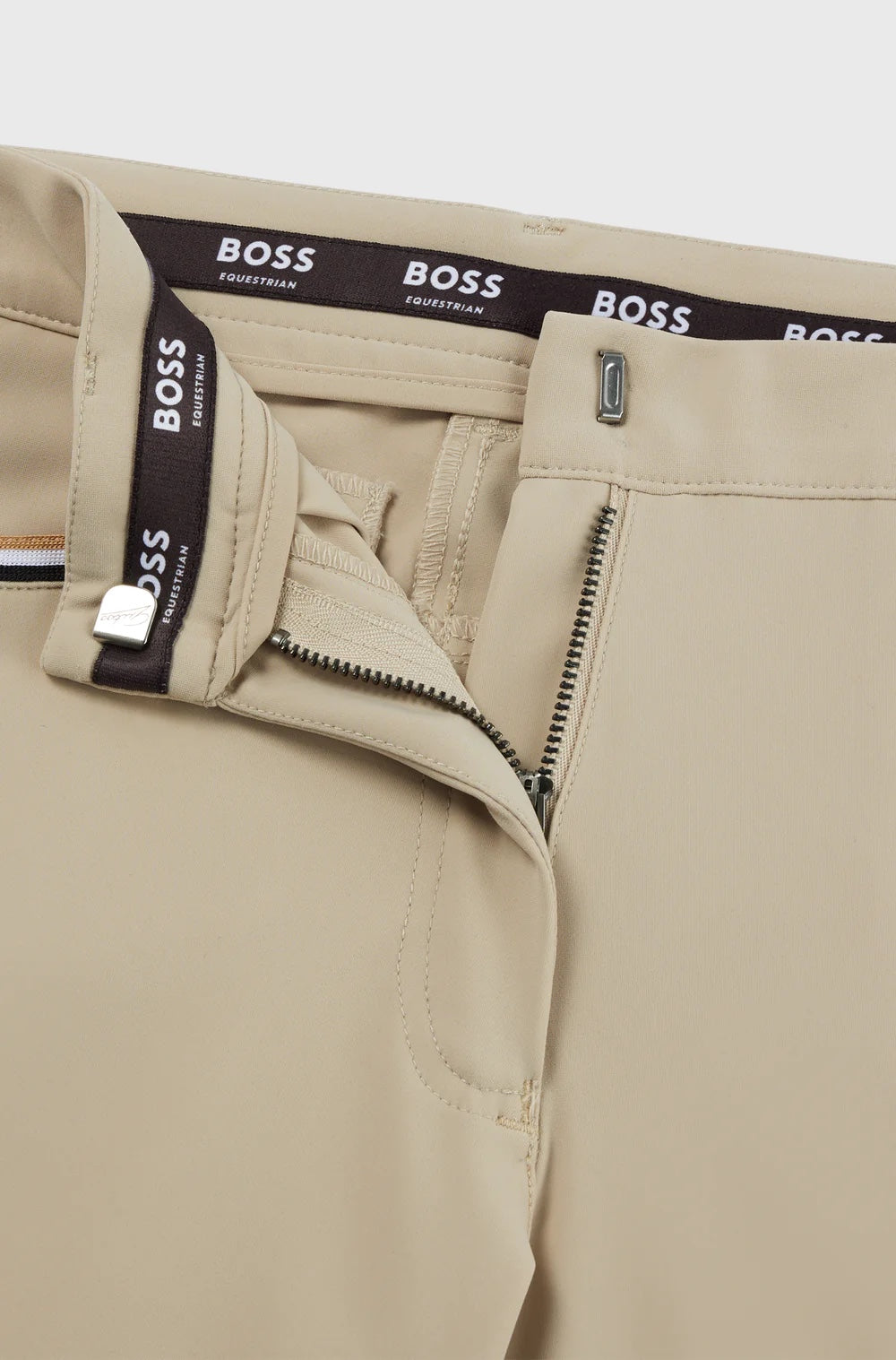 夏用ミドルウエストニーグリップキュロット ベージュ/ブラック スマホポケット付き Hugo Boss