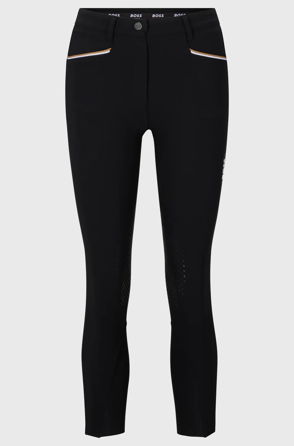 夏用ミドルウエストニーグリップキュロット ベージュ/ブラック スマホポケット付き Hugo Boss