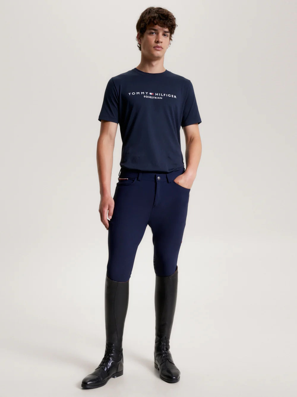 メンズ半袖Tシャツ ホワイト/ネイビー Tommy Hilfiger Equestrian
