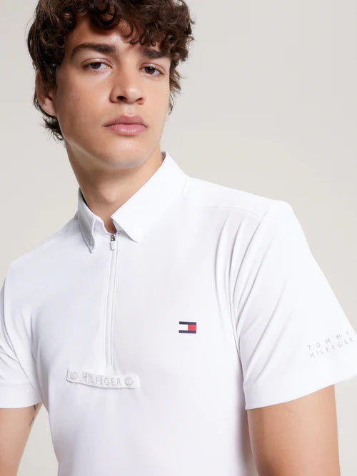 Men's Athletic Short Sleeve Shirt White/Navy Tommy Hilfiger Equestrian