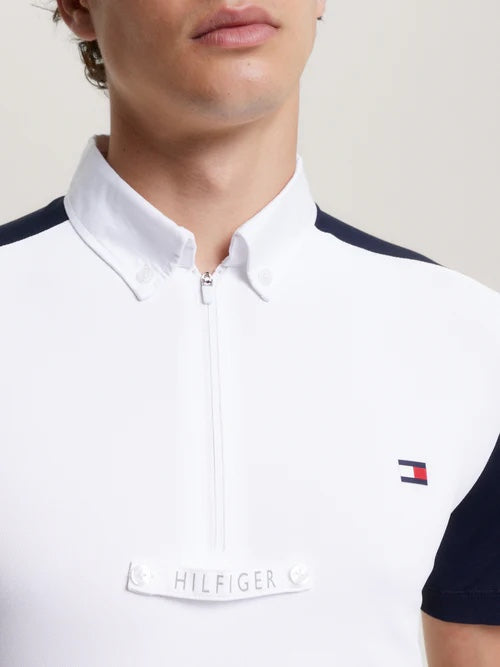 Men's Athletic Short Sleeve Shirt White/Navy Tommy Hilfiger Equestrian