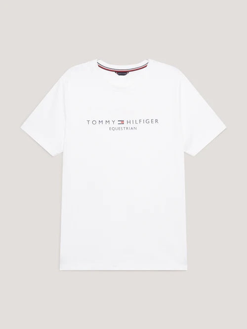 メンズ半袖Tシャツ ホワイト/ネイビー Tommy Hilfiger Equestrian