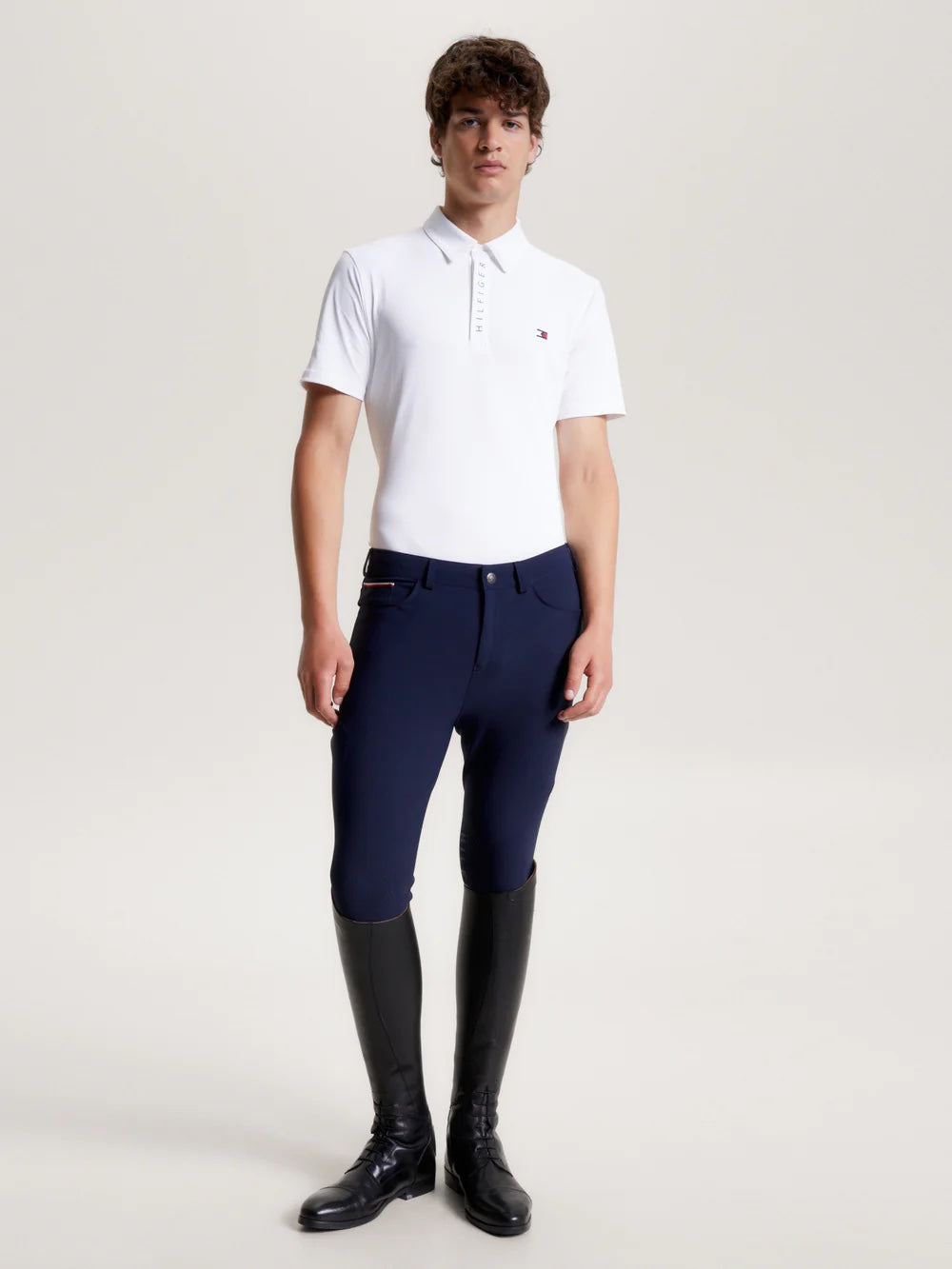 メンズ半袖ポロシャツ ホワイト/ネイビー Tommy Hilfiger Equestrian