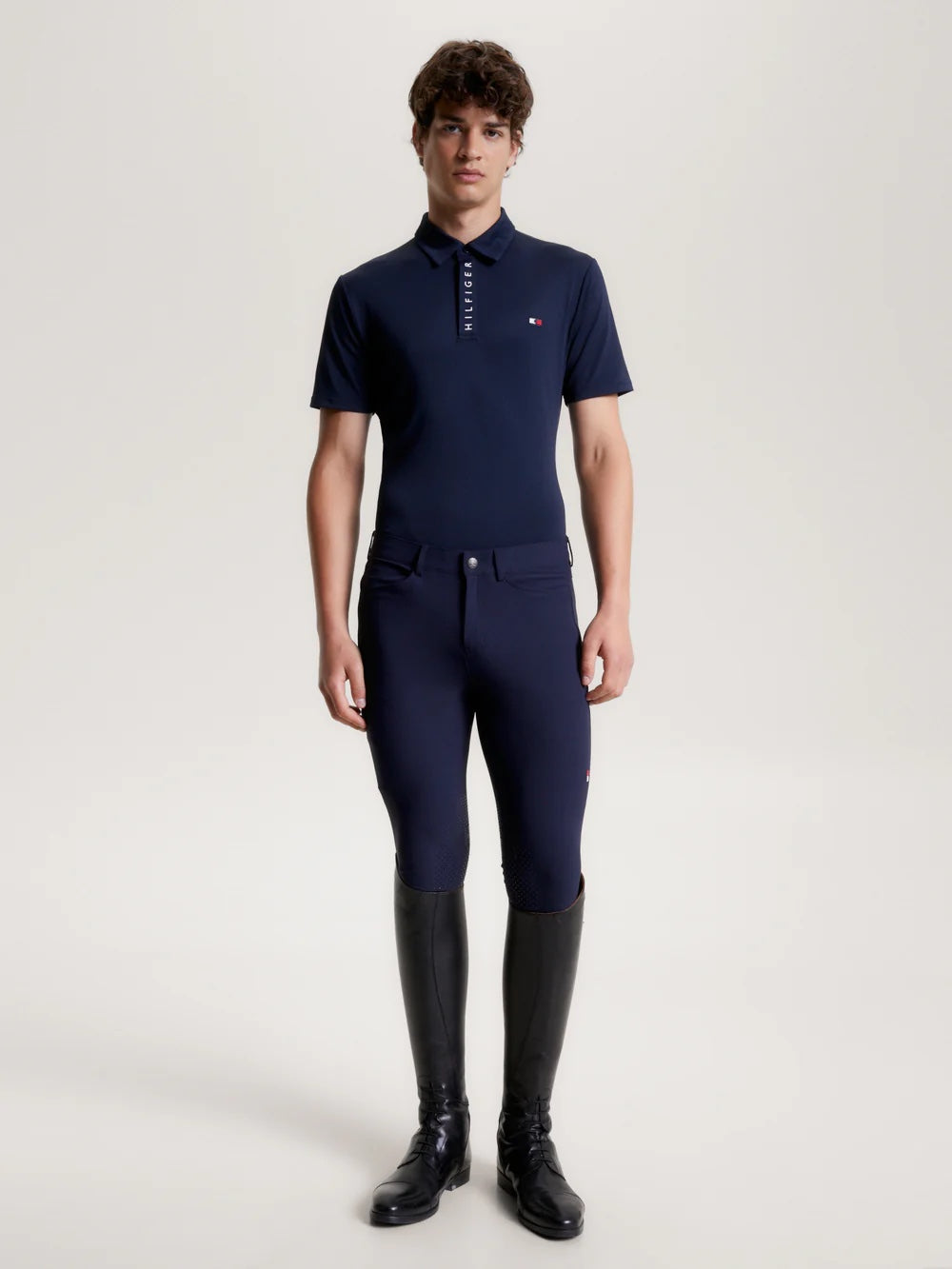 メンズ半袖ポロシャツ ホワイト/ネイビー Tommy Hilfiger Equestrian
