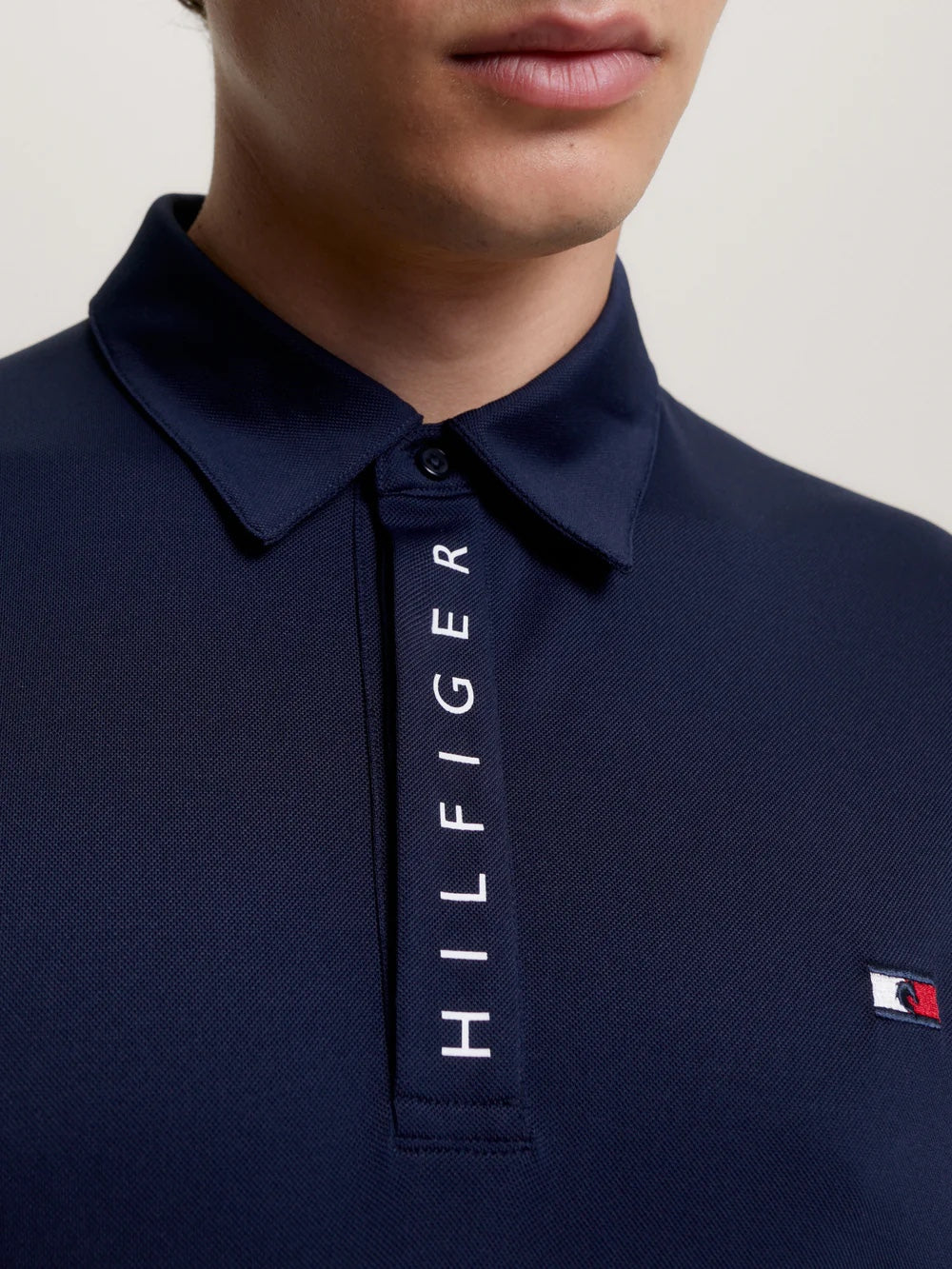 メンズ半袖ポロシャツ ホワイト/ネイビー Tommy Hilfiger Equestrian