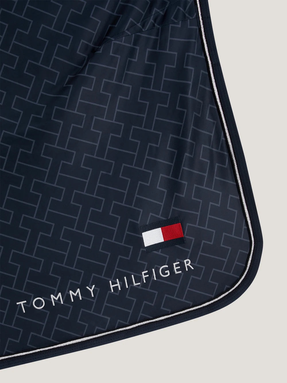 Tommy Hilfiger Equestrian lightweight horse blanket with monogram logo print in navy