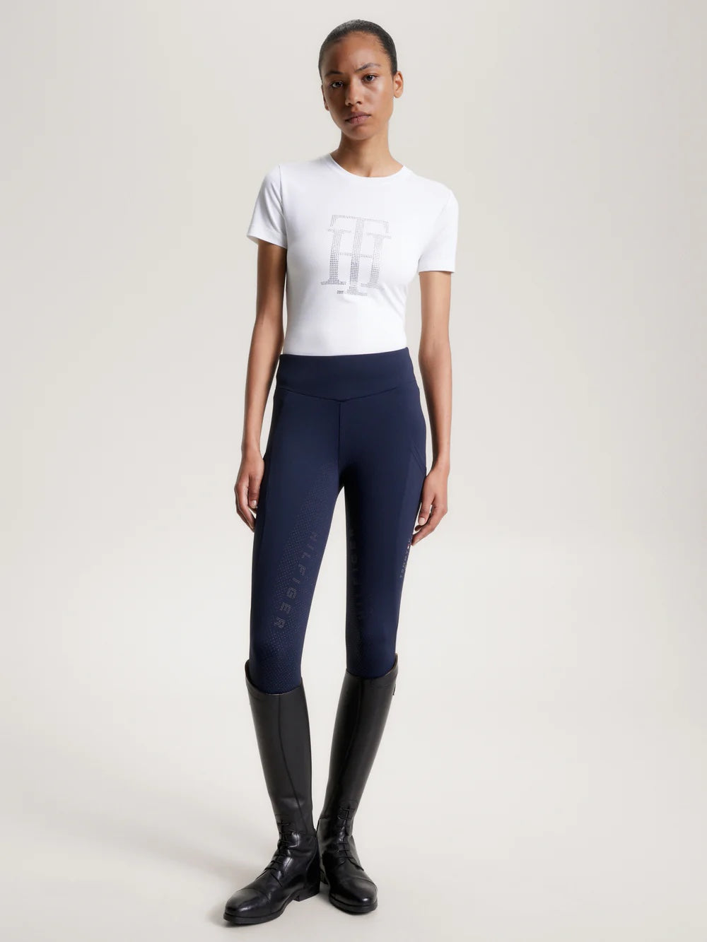乗馬用半袖Tシャツ ラインストーン ネイビー/ホワイト Tommy Hilfiger Equestrian