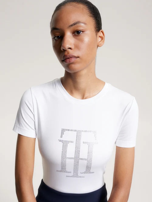 乗馬用半袖Tシャツ ラインストーン ネイビー/ホワイト Tommy Hilfiger Equestrian