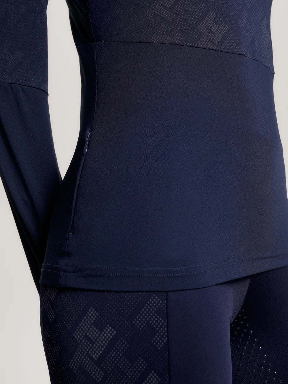 Tommy Hilfiger Equestrian Long Sleeve Top with Zip Pockets, Multi Logo/Navy
