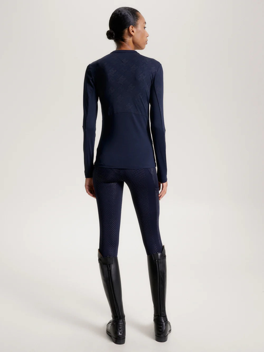 Tommy Hilfiger Equestrian Long Sleeve Top with Zip Pockets, Multi Logo/Navy