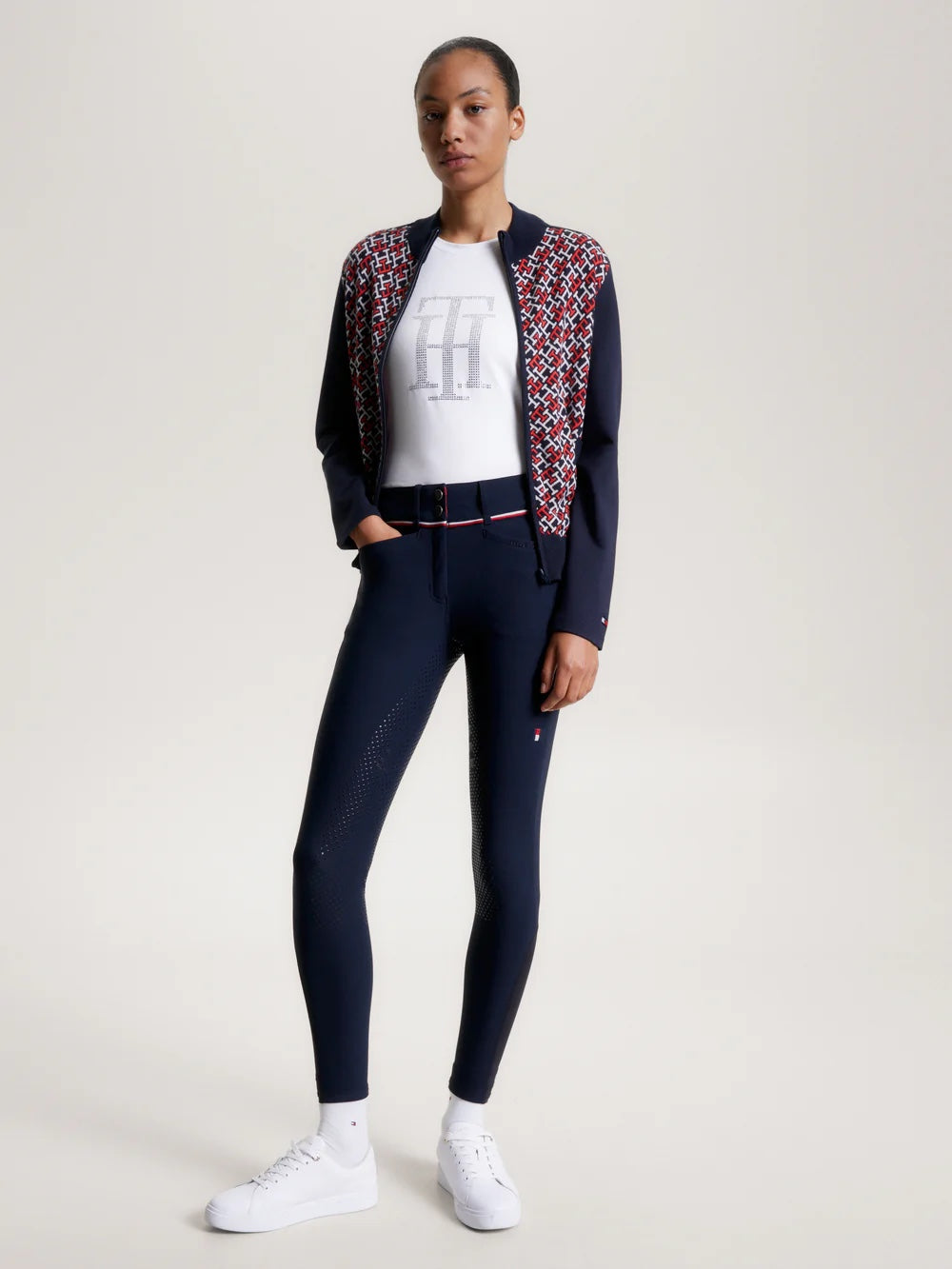 Water-repellent power stretch culottes, full grip, all seasons, navy/white, Tommy Hilfiger Equestrian