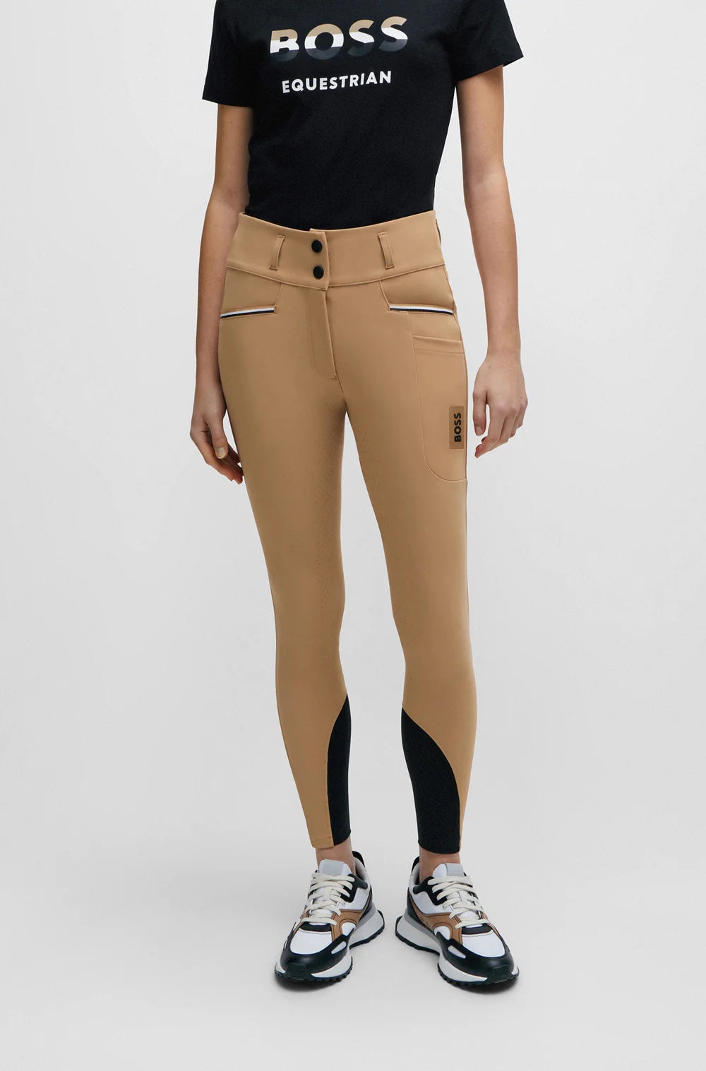 Summer high waist full grip culottes in beige/black with smartphone pocket Hugo Boss