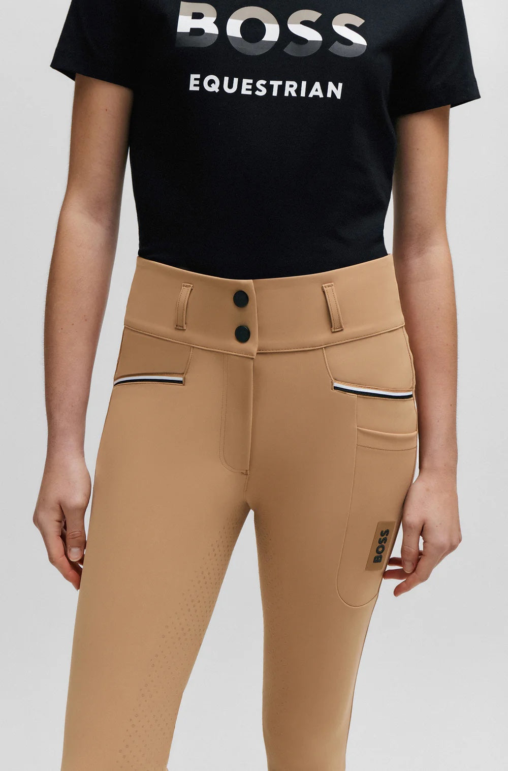 Summer high waist full grip culottes in beige/black with smartphone pocket Hugo Boss