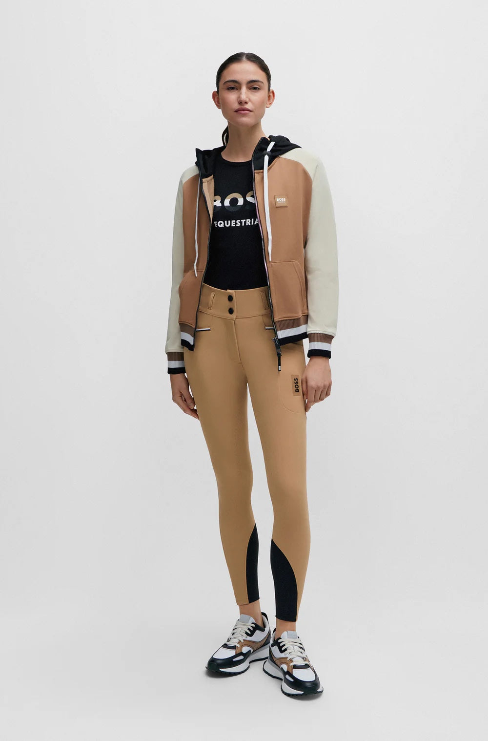 Summer high waist full grip culottes in beige/black with smartphone pocket Hugo Boss