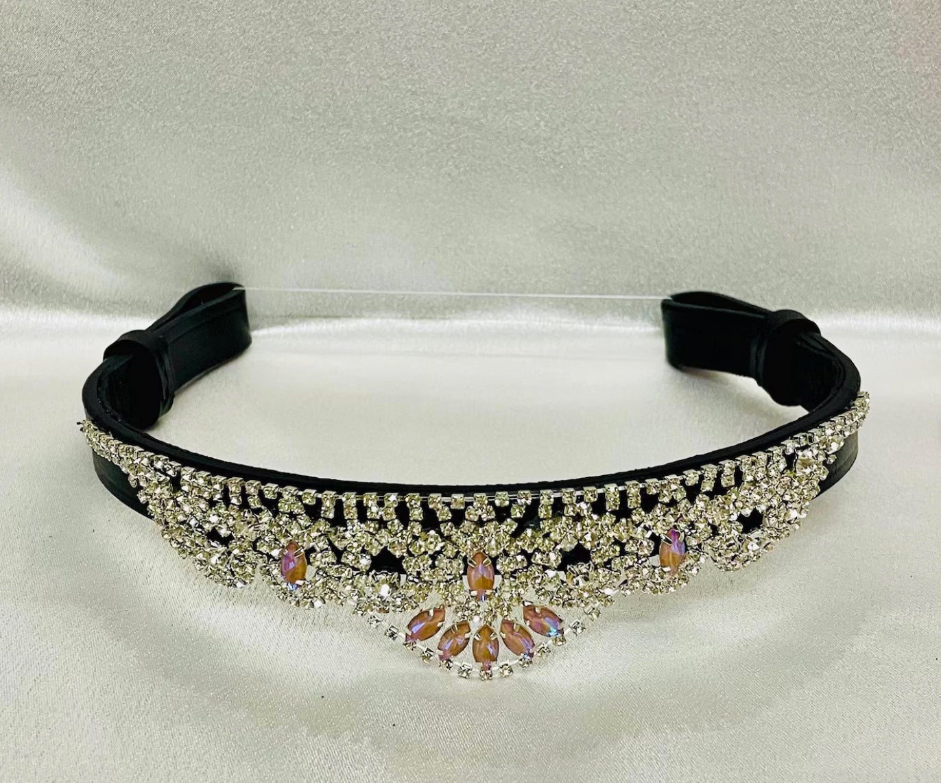 Crystal Lace Frame Leather Pink & Silver Black/Brown Benz Equestrian