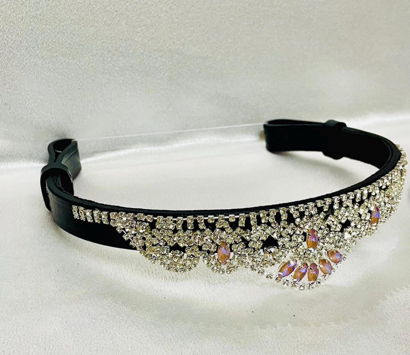 Crystal Lace Frame Leather Pink & Silver Black/Brown Benz Equestrian