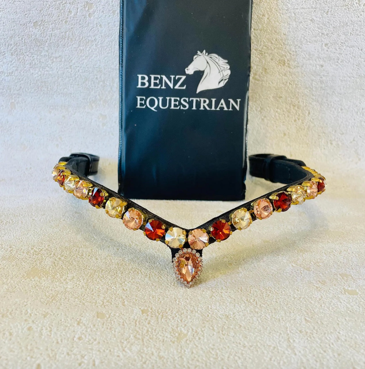 スワロフスキー額革 ハニー&ローズゴールド ブラック Benz Equestrian