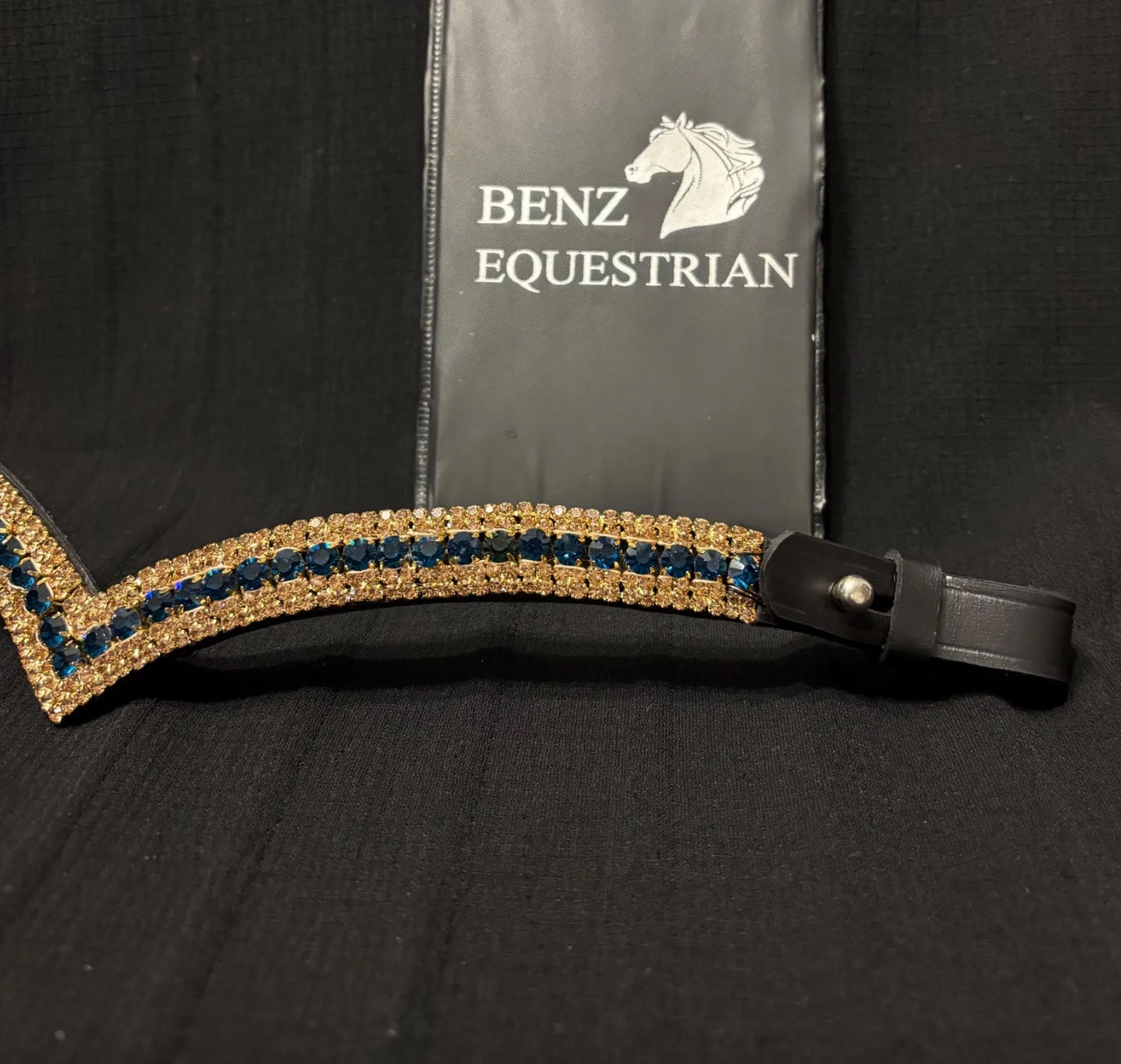 V-Shape Gold Swarovski Crystal Bracelet Sapphire/Clear Benz Equestrian