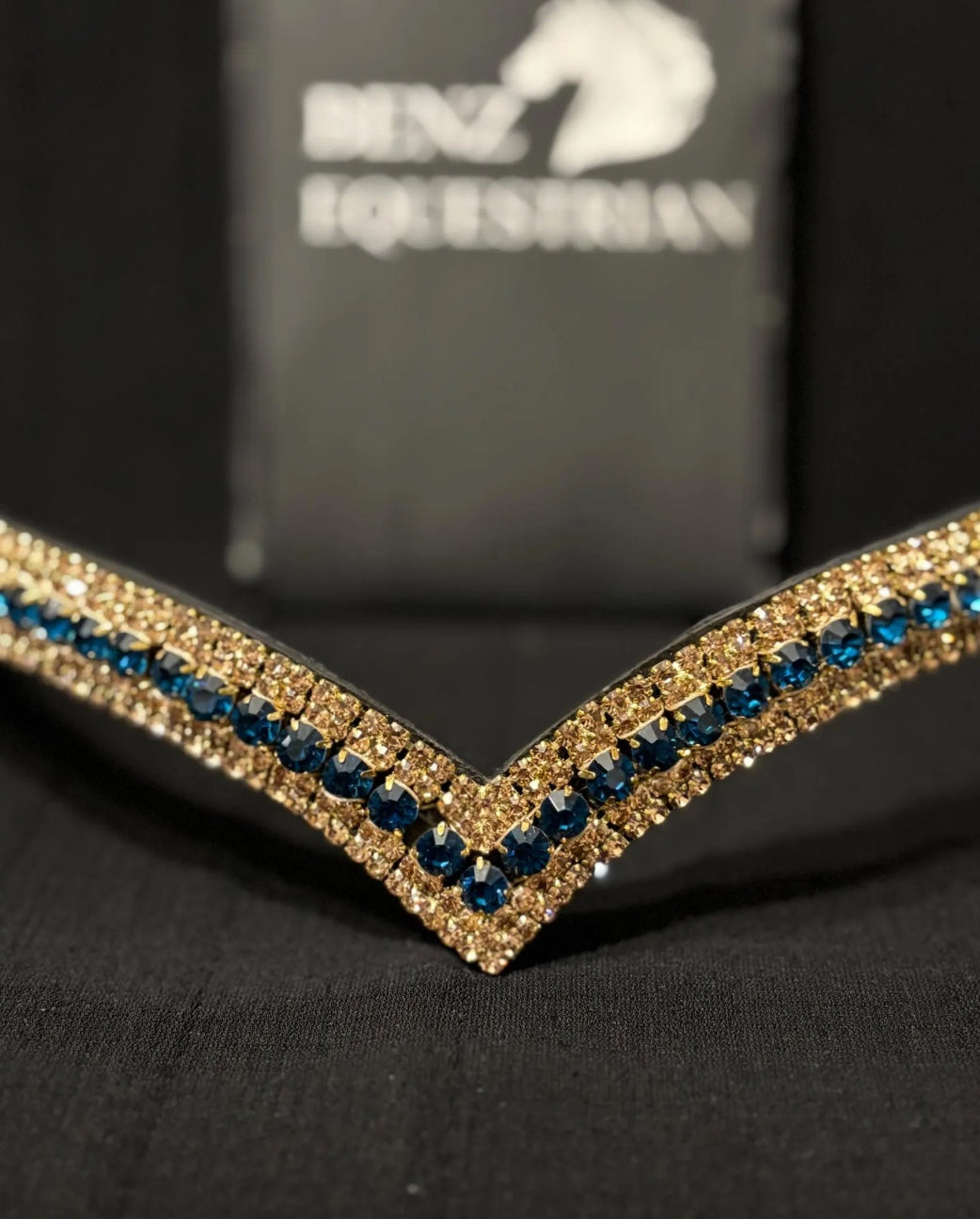 V-Shape Gold Swarovski Crystal Bracelet Sapphire/Clear Benz Equestrian