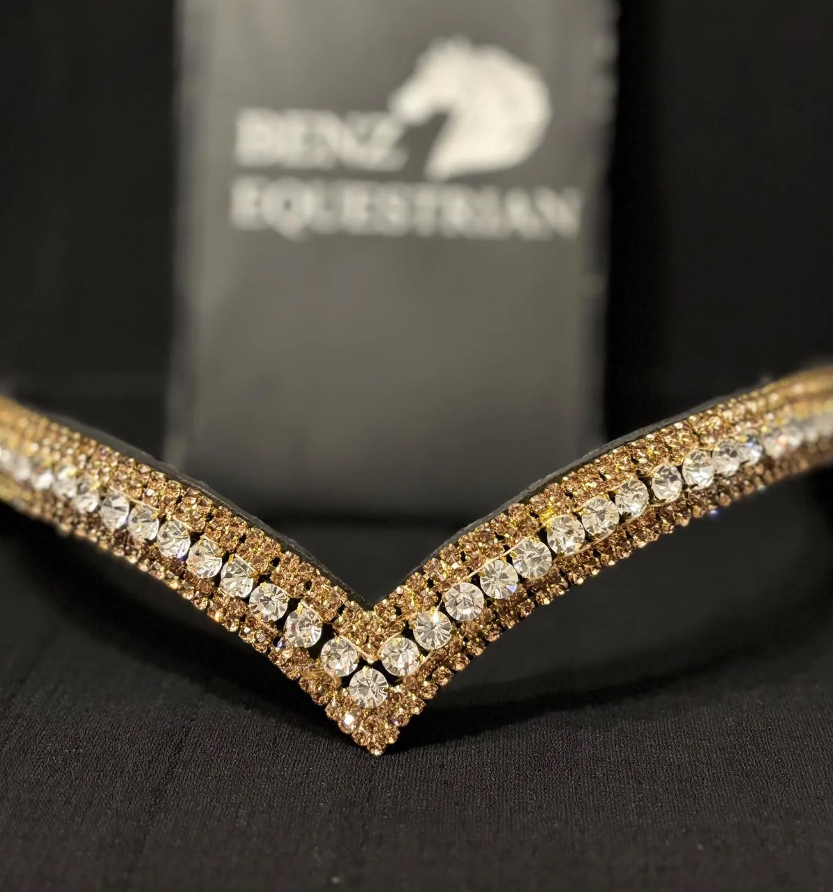 V-Shape Gold Swarovski Crystal Bracelet Sapphire/Clear Benz Equestrian