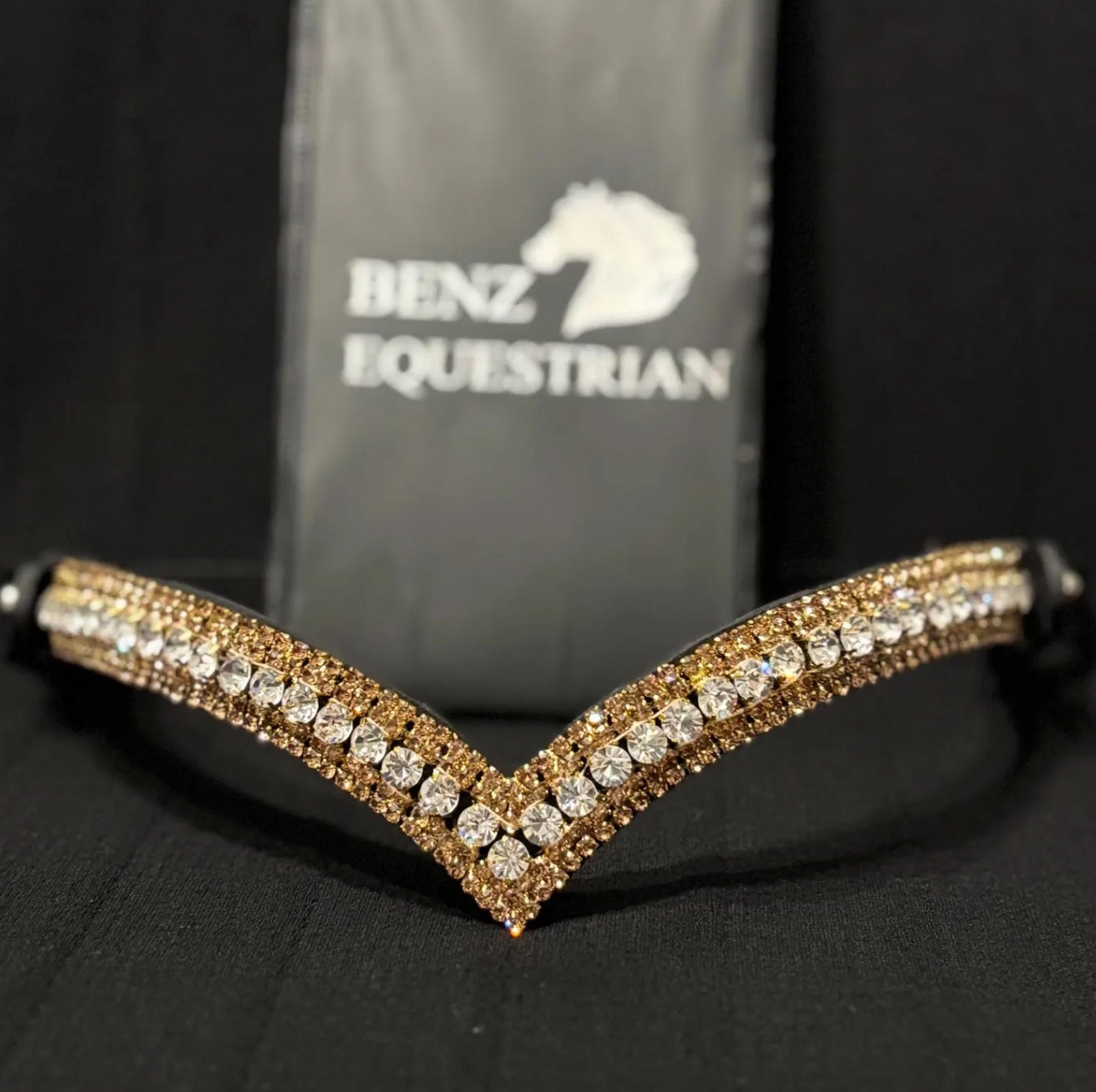 V-Shape Gold Swarovski Crystal Bracelet Sapphire/Clear Benz Equestrian
