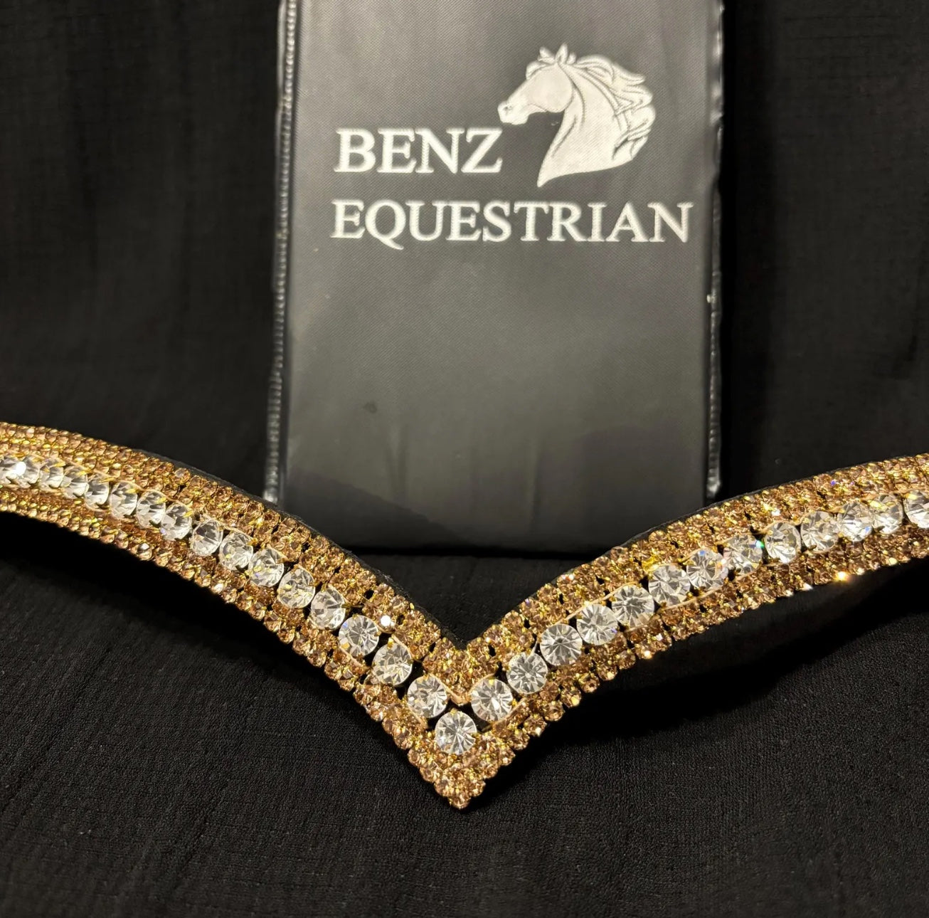 V-Shape Gold Swarovski Crystal Bracelet Sapphire/Clear Benz Equestrian