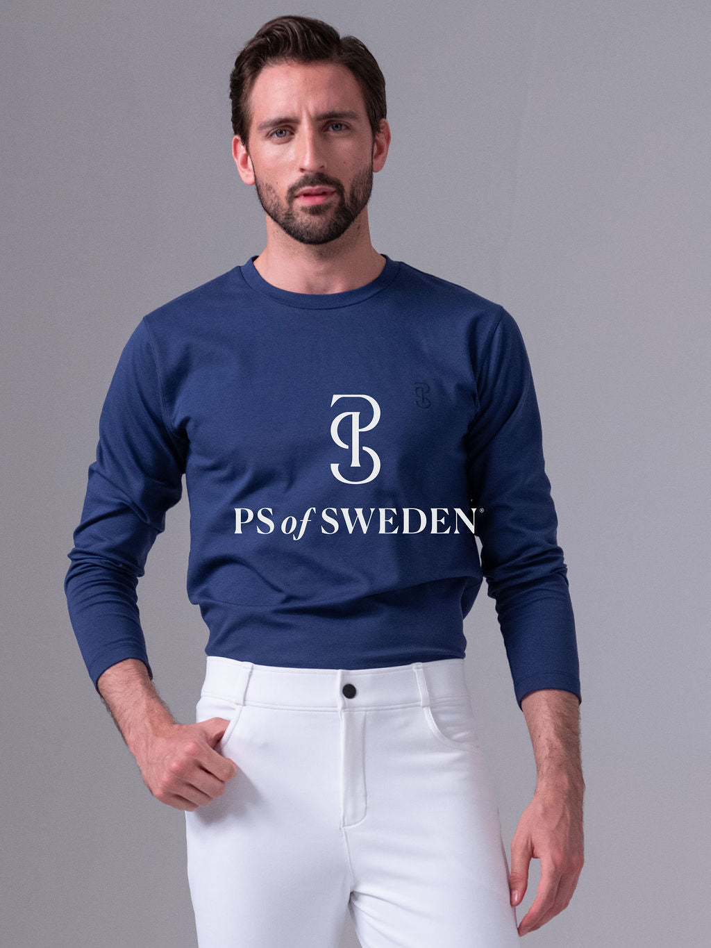 乗馬用コットンストレッチトトップス メンズ ネイビー/ビンテージグリーン PS of Sweden