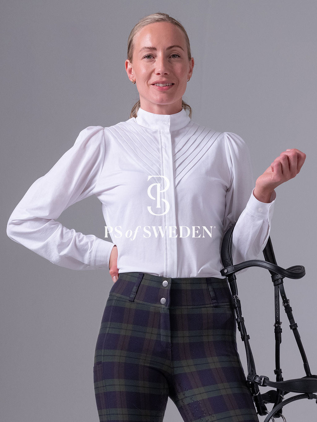 Puff sleeve stretch shirt for horse riding, made of stretch cotton in 3 colours, PS of Sweden