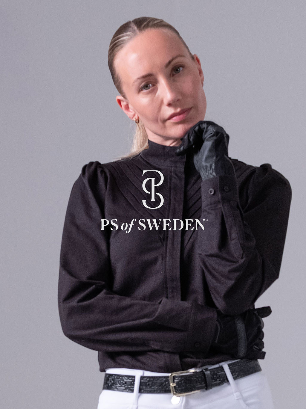 Puff sleeve stretch shirt for horse riding, made of stretch cotton in 3 colours, PS of Sweden