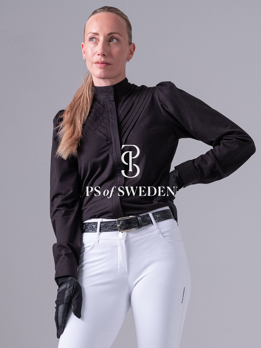 Puff sleeve stretch shirt for horse riding, made of stretch cotton in 3 colours, PS of Sweden