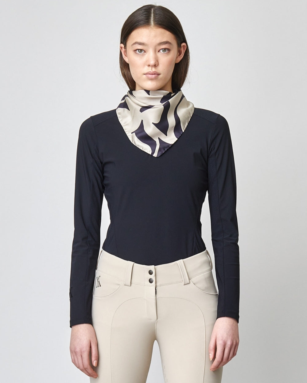 Monogram Silk Scarf 78cm x 78cm Black/Tan Yagya