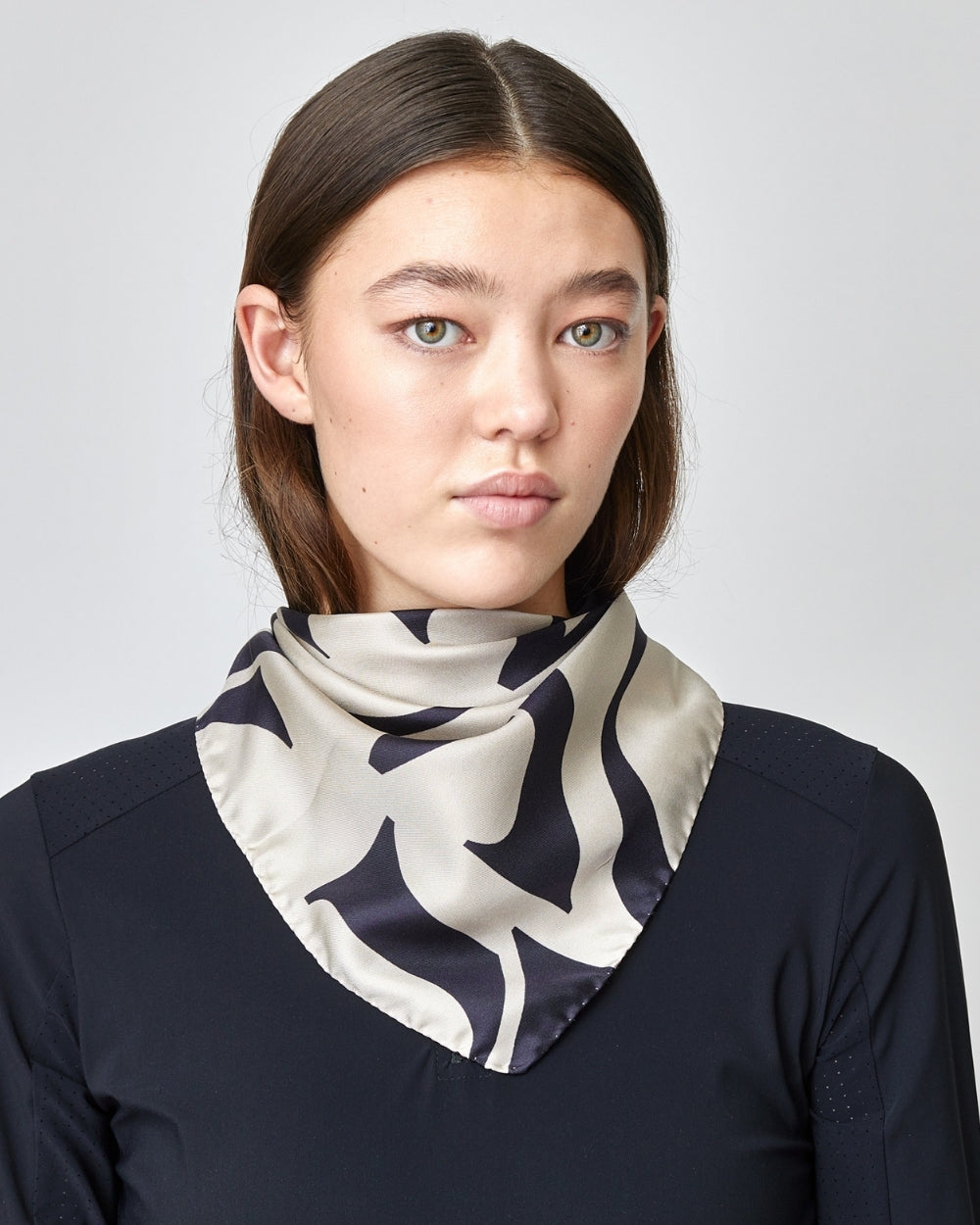 Monogram Silk Scarf 78cm x 78cm Black/Tan Yagya