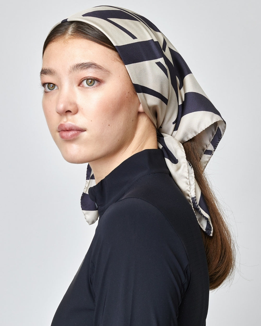 Monogram Silk Scarf 78cm x 78cm Black/Tan Yagya