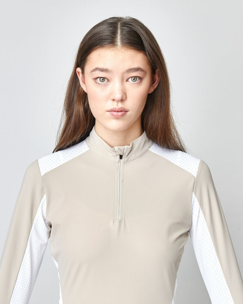乗馬用メッシュ長袖シャツ UVカット 伸縮性テクニカル素材 フロントジップ 6色 Yagya