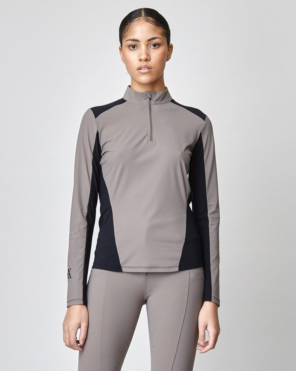 乗馬用メッシュ長袖シャツ UVカット 伸縮性テクニカル素材 フロントジップ 6色 Yagya